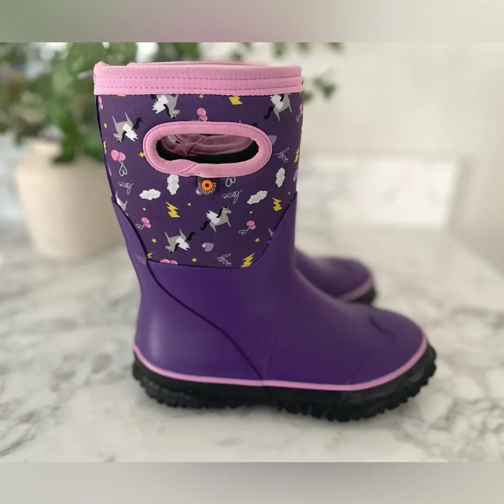 BOGS Kids‎ Classic Boots Pegasus Purple Big Kids Size 1 Waterproof Rain Snow